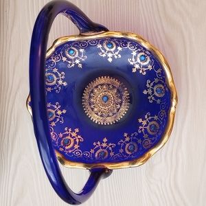Bohemian Czech Cobalt Blue gold trim.